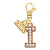 Rose Gold-tone Crystal Initial - I - Gold-tone Plated Clip on Charm with Mini Year 2026: Year to Remember Jewelry Gift - Celebrations