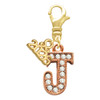 Rose Gold-tone Crystal Initial - J - Gold-tone Plated Clip on Charm with Mini Year 2026: Year to Remember Jewelry Gift - Celebrations