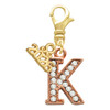 Rose Gold-tone Crystal Initial - K - Gold-tone Plated Clip on Charm with Mini Year 2026: Year to Remember Jewelry Gift - Celebrations