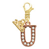 Rose Gold-tone Crystal Initial - U - Gold-tone Plated Clip on Charm with Mini Year 2026: Year to Remember Jewelry Gift - Celebrations