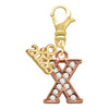 Rose Gold-tone Crystal Initial - X - Gold-tone Plated Clip on Charm with Mini Year 2026: Year to Remember Jewelry Gift - Celebrations