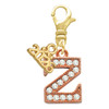 Rose Gold-tone Crystal Initial - Z - Gold-tone Plated Clip on Charm with Mini Year 2026: Year to Remember Jewelry Gift - Celebrations