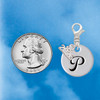 Silver Plated Large Script Letter Disc - P - Silver Plated Clip on Charm with Mini Year 2026 Jewelry Ideas and Examples