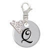 Silver Plated Large Script Letter Disc - Q - Silver Plated Clip on Charm with Mini Year 2026: Year to Remember Jewelry Gift - Celebrations