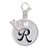 Silver Plated Large Script Letter Disc - R - Silver Plated Clip on Charm with Mini Year 2026: Year to Remember Jewelry Gift - Celebrations