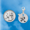 Silver Plated Large Script Letter Disc - R - Silver Plated Clip on Charm with Mini Year 2026 Jewelry Ideas and Examples