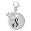 Silver Plated Large Script Letter Disc - S - Silver Plated Clip on Charm with Mini Year 2026: Year to Remember Jewelry Gift - Celebrations