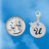 Silver Plated Large Script Letter Disc - U - Silver Plated Clip on Charm with Mini Year 2026 Jewelry Ideas and Examples