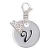 Silver Plated Large Script Letter Disc - V - Silver Plated Clip on Charm with Mini Year 2026: Year to Remember Jewelry Gift - Celebrations