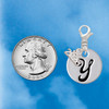 Silver Plated Large Script Letter Disc - Y - Silver Plated Clip on Charm with Mini Year 2026 Jewelry Ideas and Examples