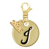 Gold-tone Large Disc Letter - J - Gold-tone Plated Clip on Charm with Mini Year 2026: Year to Remember Jewelry Gift - Celebrations