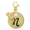 Gold-tone Large Disc Letter - N - Gold-tone Plated Clip on Charm with Mini Year 2026: Year to Remember Jewelry Gift - Celebrations