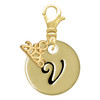 Gold-tone Large Disc Letter - V - Gold-tone Plated Clip on Charm with Mini Year 2026: Year to Remember Jewelry Gift - Celebrations