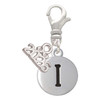 Silver Plated Capital Letter - I - Pebble Disc - Silver Plated Clip on Charm with Mini Year 2026: Year to Remember Jewelry Gift - Celebrations