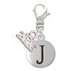 Silver Plated Capital Letter - J - Pebble Disc - Silver Plated Clip on Charm with Mini Year 2026: Year to Remember Jewelry Gift - Celebrations