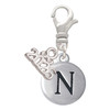 Silver Plated Capital Letter - N - Pebble Disc - Silver Plated Clip on Charm with Mini Year 2026: Year to Remember Jewelry Gift - Celebrations