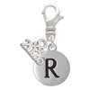 Silver Plated Capital Letter - R - Pebble Disc - Silver Plated Clip on Charm with Mini Year 2026: Year to Remember Jewelry Gift - Celebrations