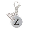 Silver Plated Capital Letter - Z - Pebble Disc - Silver Plated Clip on Charm with Mini Year 2026: Year to Remember Jewelry Gift - Celebrations