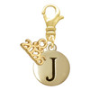 Gold-tone Capital Letter - J - Pebble Disc - Gold-tone Plated Clip on Charm with Mini Year 2026: Year to Remember Jewelry Gift - Celebrations