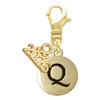 Gold-tone Capital Letter - Q - Pebble Disc - Gold-tone Plated Clip on Charm with Mini Year 2026: Year to Remember Jewelry Gift - Celebrations