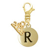 Gold-tone Capital Letter - R - Pebble Disc - Gold-tone Plated Clip on Charm with Mini Year 2026: Year to Remember Jewelry Gift - Celebrations