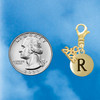 Gold-tone Capital Letter - R - Pebble Disc - Gold-tone Plated Clip on Charm with Mini Year 2026 Jewelry Ideas and Examples