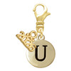 Gold-tone Capital Letter - U - Pebble Disc - Gold-tone Plated Clip on Charm with Mini Year 2026: Year to Remember Jewelry Gift - Celebrations