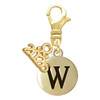 Gold-tone Capital Letter - W - Pebble Disc - Gold-tone Plated Clip on Charm with Mini Year 2026: Year to Remember Jewelry Gift - Celebrations