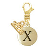Gold-tone Capital Letter - X - Pebble Disc - Gold-tone Plated Clip on Charm with Mini Year 2026: Year to Remember Jewelry Gift - Celebrations