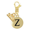 Gold-tone Capital Letter - Z - Pebble Disc - Gold-tone Plated Clip on Charm with Mini Year 2026: Year to Remember Jewelry Gift - Celebrations