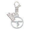 Gymnast Silhouette Disc - Handstand Split - Silver Plated Clip on Charm with Mini Year 2026: Year to Remember Jewelry Gift - Celebrations