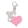Silver Plated Pink Heart with Nurse Hat - Silver Plated Clip on Charm with Mini Year 2026: Year to Remember Jewelry Gift - Celebrations