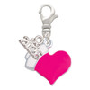 Silver Plated Hot Pink Heart with Nurse Hat - Silver Plated Clip on Charm with Mini Year 2026: Year to Remember Jewelry Gift - Celebrations