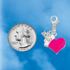 Silver Plated Hot Pink Heart with Nurse Hat - Silver Plated Clip on Charm with Mini Year 2026 Jewelry Ideas and Examples
