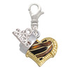 Brown Tiger Print Heart with Nurse Hat - Silver Plated Clip on Charm with Mini Year 2026: Year to Remember Jewelry Gift - Celebrations