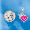 Hot Pink Giraffe Print Heart with Nurse Hat - Silver Plated Clip on Charm with Mini Year 2026 Jewelry Ideas and Examples