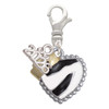 Zebra Print Heart with Nurse Hat - Silver Plated Clip on Charm with Mini Year 2026: Year to Remember Jewelry Gift - Celebrations
