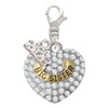 Two-tone Big Sister Rock on Clear Crystal Heart - Silver Plated Clip on Charm with Mini Year 2026: Year to Remember Jewelry Gift - Celebrations
