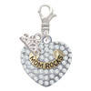 Two-tone 'Mom Rocks' on Clear Crystal Heart - Silver Plated Clip on Charm with Mini Year 2026: Year to Remember Jewelry Gift - Celebrations