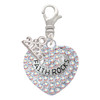 Silver Plated Faith Rocks on AB Crystal Heart - Silver Plated Clip on Charm with Mini Year 2026: Year to Remember Jewelry Gift - Celebrations