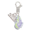 Silver Plated Translucent Purple & Lime Green Flying Butterfly - Silver Plated Clip on Charm with Mini Year 2026: Year to Remember Jewelry Gift - Celebrations
