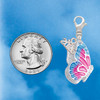 Silver Plated Large Translucent Hot Pink & Blue Flying Butterfly - Silver Plated Clip on Charm with Mini Year 2026 Jewelry Ideas and Examples