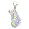 Silver Plated Large Translucent Purple & Lime Green Flying Butterfly - Silver Plated Clip on Charm with Mini Year 2026: Year to Remember Jewelry Gift - Celebrations