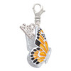 Silver Plated Large Orange & Black Flying Butterfly - Silver Plated Clip on Charm with Mini Year 2026: Year to Remember Jewelry Gift - Celebrations