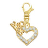 Gold-tone Crystal Open Heart - Gold-tone Plated Clip on Charm with Mini Year 2026: Year to Remember Jewelry Gift - Celebrations
