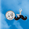 Silver Plated Large Black Enamel Mustache - Silver Plated Clip on Charm with Mini Year 2026 Jewelry Ideas and Examples