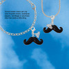 Silver Plated Large Black Enamel Mustache - Silver Plated Clip on Charm with Mini Year 2026