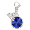 12mm Crystal Rivoli - Blue - Silver Plated Clip on Charm with Mini Year 2026: Year to Remember Jewelry Gift - Celebrations
