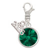 12mm Crystal Rivoli - Green - Silver Plated Clip on Charm with Mini Year 2026: Year to Remember Jewelry Gift - Celebrations