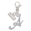 Silver Plated Small Gelato Script Initial - A - Silver Plated Clip on Charm with Mini Year 2026: Year to Remember Jewelry Gift - Celebrations